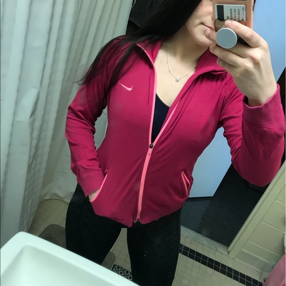 WOMENS PINK NIKE DRY-FIT ZIP UP - Picture 3 of 3